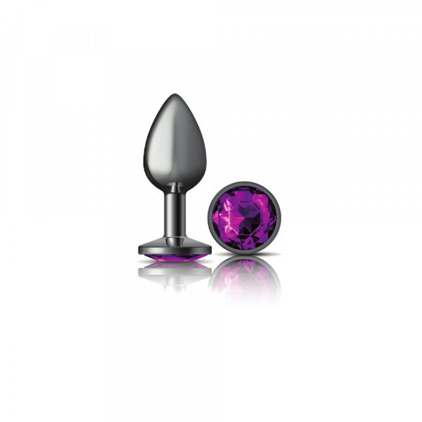 Silver Metal Plug - Round-Purple-Small – Rechargeable, Discreet, Intimate Wellness Accessory – Quiet, Rechargeable, Waterproof, Couples & Solo Use, Discreet Intimate Wellness Accessory