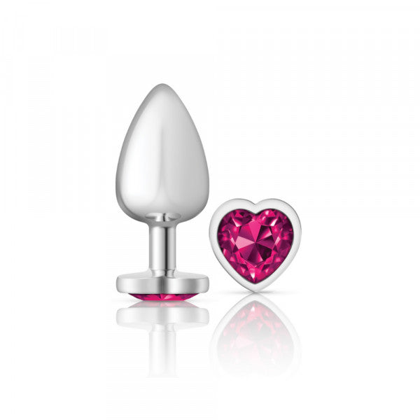 Silver Metal Plug - Heart-Pink-Large – Rechargeable, Discreet, Intimate Wellness Accessory – Quiet, Rechargeable, Waterproof, Couples & Solo Use, Discreet Intimate Wellness Accessory