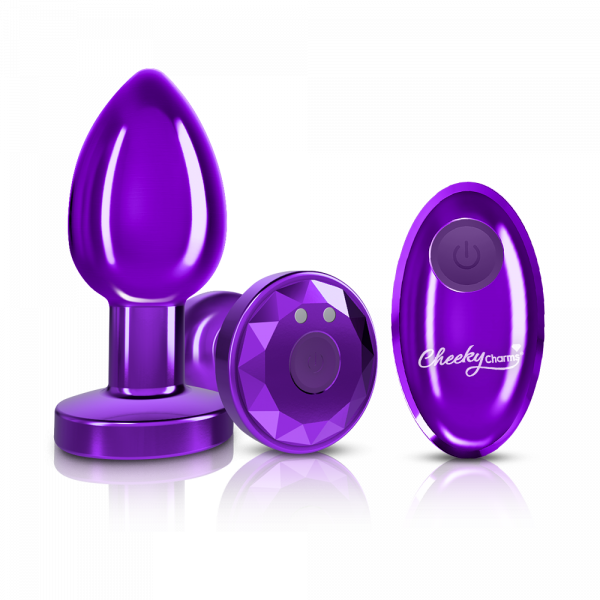 R/C Vibrating Metal Plug - Purple-Med – Rechargeable, Discreet, Intimate Wellness Accessory – Quiet, Rechargeable, Waterproof, Couples & Solo Use, Discreet Intimate Wellness Accessory