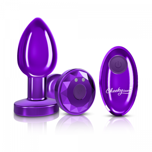 R/C Vibrating Metal Plug - Purple-Med – Rechargeable, Discreet, Intimate Wellness Accessory – Quiet, Rechargeable, Waterproof, Couples & Solo Use, Discreet Intimate Wellness Accessory