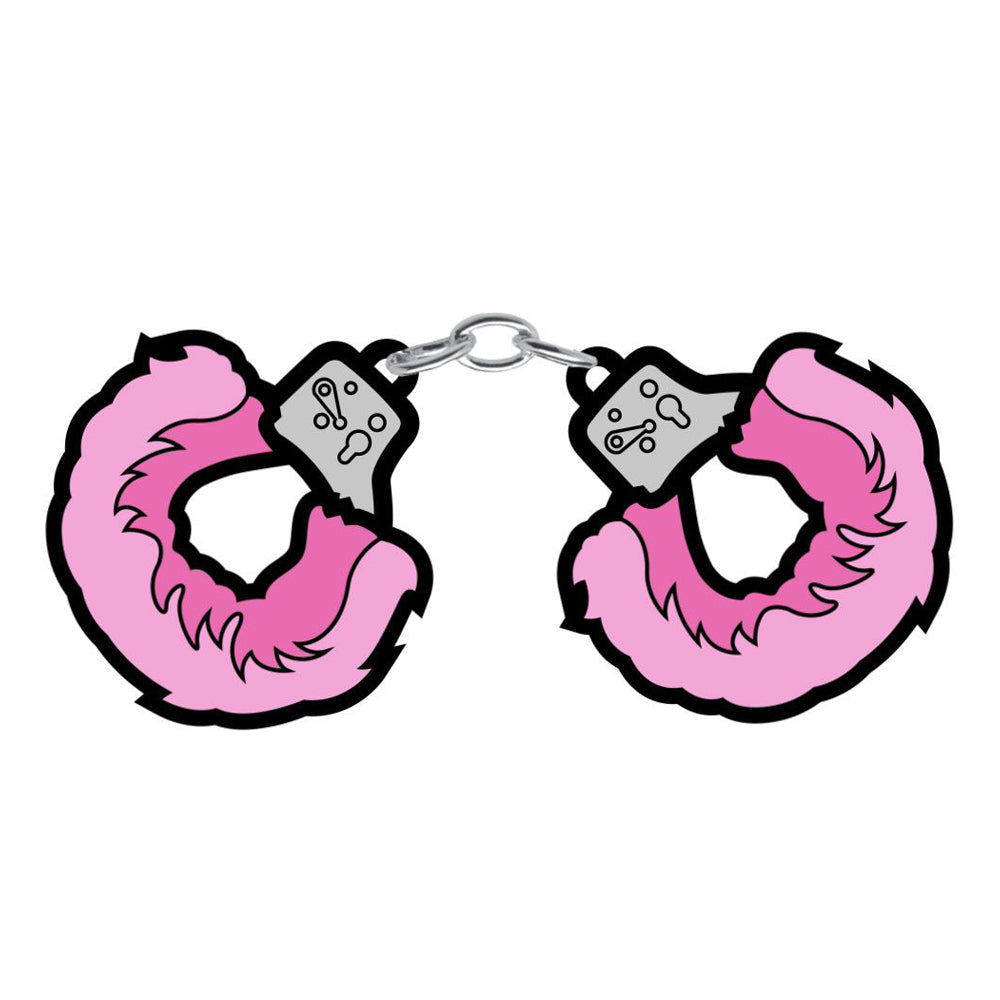Enamel Pin: Fuzzy Handcuffs - Large Pink – Rechargeable, Discreet, Intimate Wellness Accessory – Quiet, Rechargeable, Waterproof, Couples & Solo Use, Discreet Intimate Wellness Accessory