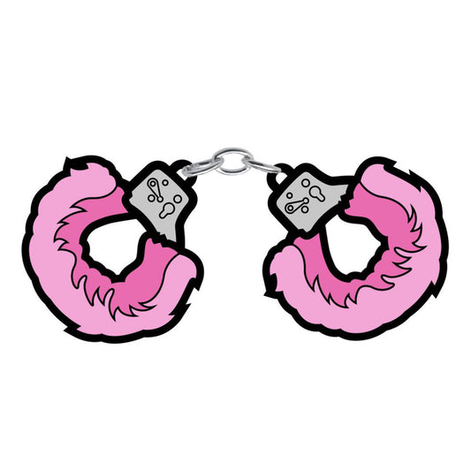 Enamel Pin: Fuzzy Handcuffs - Large Pink – Rechargeable, Discreet, Intimate Wellness Accessory – Quiet, Rechargeable, Waterproof, Couples & Solo Use, Discreet Intimate Wellness Accessory
