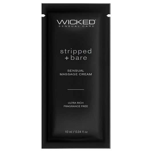 Wicked Sensual Massage Cream-Stripped + Bare Unscented 10ml Foil.