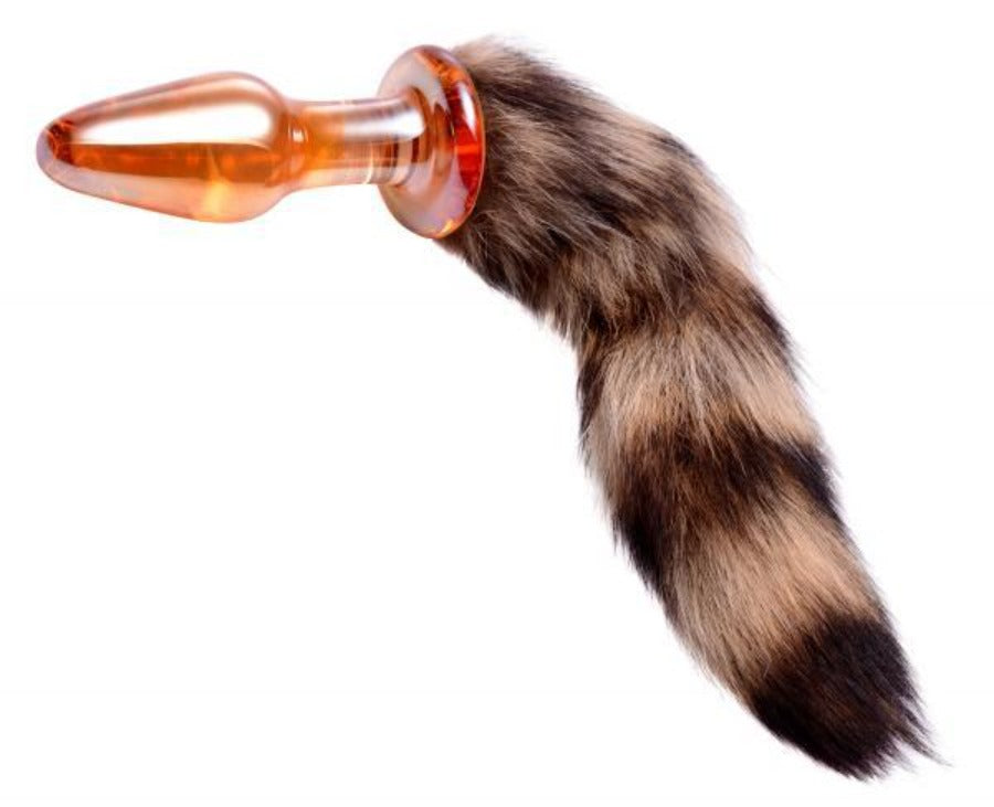 Orange Glass Butt Plug with Fox Tail – Rechargeable, Discreet, Intimate Wellness Accessory – Quiet, Rechargeable, Waterproof, Couples & Solo Use, Discreet Intimate Wellness Accessory