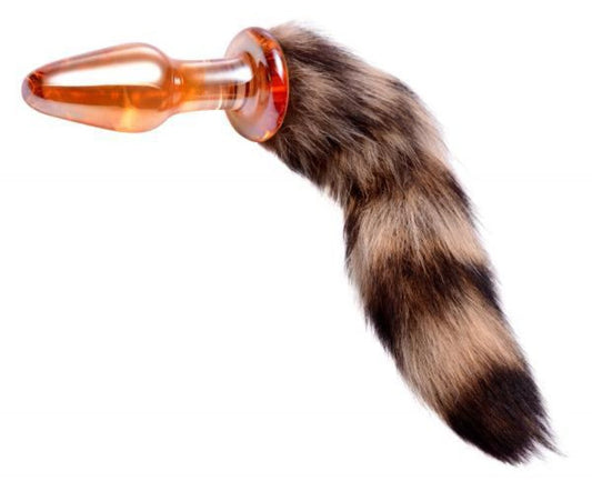 Orange Glass Butt Plug with Fox Tail – Rechargeable, Discreet, Intimate Wellness Accessory – Quiet, Rechargeable, Waterproof, Couples & Solo Use, Discreet Intimate Wellness Accessory