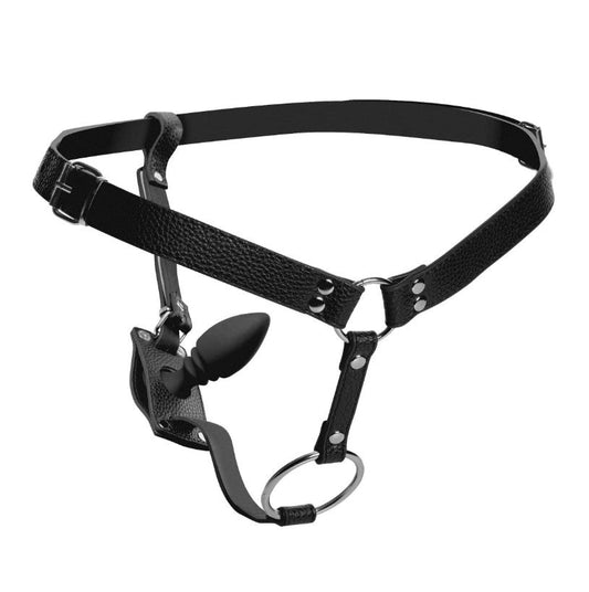 male Ring Harness w/ Silicone backdoor Plug – Rechargeable, Discreet, Intimate Wellness Accessory – Quiet, Rechargeable, Waterproof, Couples & Solo Use, Discreet Intimate Wellness Accessory