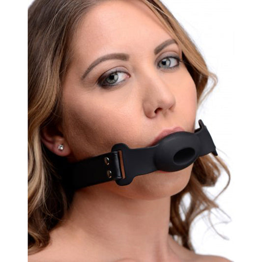 Strict Hollow Silicone Gag  * – Rechargeable, Discreet, Intimate Wellness Accessory – Quiet, Rechargeable, Waterproof, Couples & Solo Use, Discreet Intimate Wellness Accessory