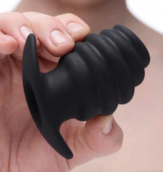 Hive Ass Tunnel Ribbed Hollow Plug - Med – Rechargeable, Discreet, Intimate Wellness Accessory – Quiet, Rechargeable, Waterproof, Couples & Solo Use, Discreet Intimate Wellness Accessory