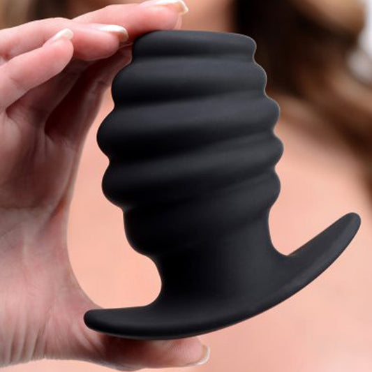 Hive Ass Tunnel Ribbed Hollow Plug - Lg – Rechargeable, Discreet, Intimate Wellness Accessory – Quiet, Rechargeable, Waterproof, Couples & Solo Use, Discreet Intimate Wellness Accessory