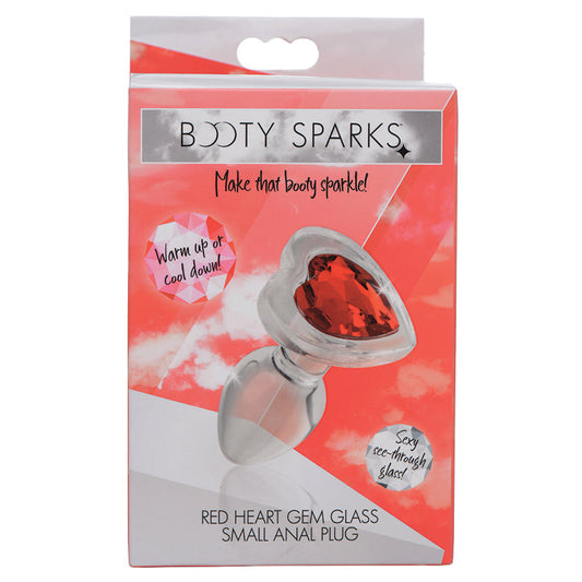 Booty Sparks Red Heart Gem Glass Anal Plug-Small.