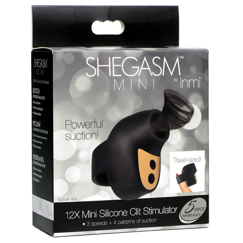 Shegasm Mini 12X Mini Silicone Clit Stimulator-Black.