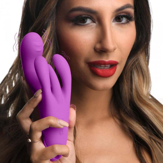 Triple Rabbit massager - Purple  * – Rechargeable, Discreet, Intimate Wellness Accessory – Quiet, Rechargeable, Waterproof, Couples & Solo Use, Discreet Intimate Wellness Accessory