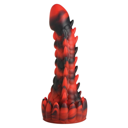 just bared it all! This red and black dong is part demon and part dragon. Longand lean.