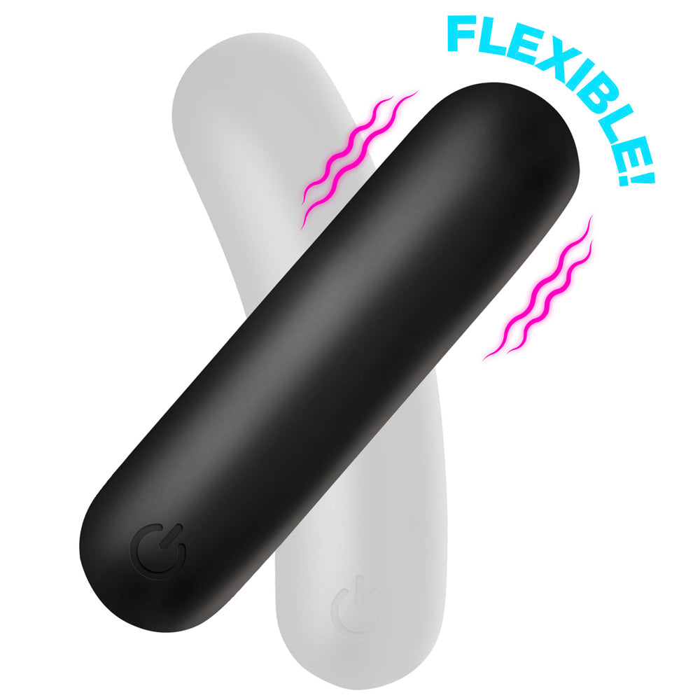 Flexible Silicone Bullet - Black – Rechargeable, Discreet, Intimate Wellness Accessory – Quiet, Rechargeable, Waterproof, Couples & Solo Use, Discreet Intimate Wellness Accessory
