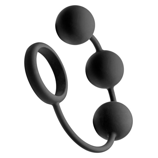 Tom of Finland male Ring w 3 heavy balls – Rechargeable, Discreet, Intimate Wellness Accessory – Quiet, Rechargeable, Waterproof, Couples & Solo Use, Discreet Intimate Wellness Accessory