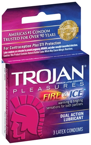 Trojan Fire and Ice Dual Action Lubricated Condoms - 3 Pack – Rechargeable, Discreet, Intimate Wellness Accessory – Quiet, Rechargeable, Waterproof, Couples & Solo Use, Discreet Intimate Wellness Accessory