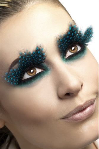 Large Aqua Dots Feather Eyelashes