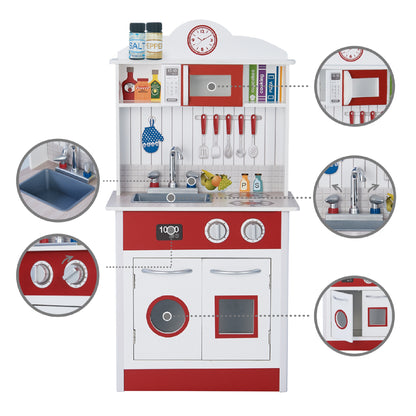 Teamson Kids Red Wooden Play Kitchen & Accessories – Rechargeable, Discreet, Intimate Wellness Accessory – Quiet, Rechargeable, Waterproof, Couples & Solo Use, Discreet Intimate Wellness Accessory