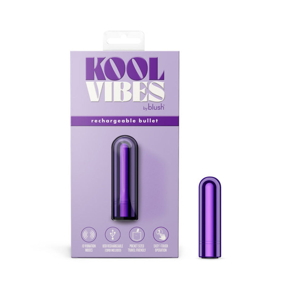 Kool Vibes - Mini Bullet - Grape – Rechargeable, Discreet, Intimate Wellness Accessory – Quiet, Rechargeable, Waterproof, Couples & Solo Use, Discreet Intimate Wellness Accessory