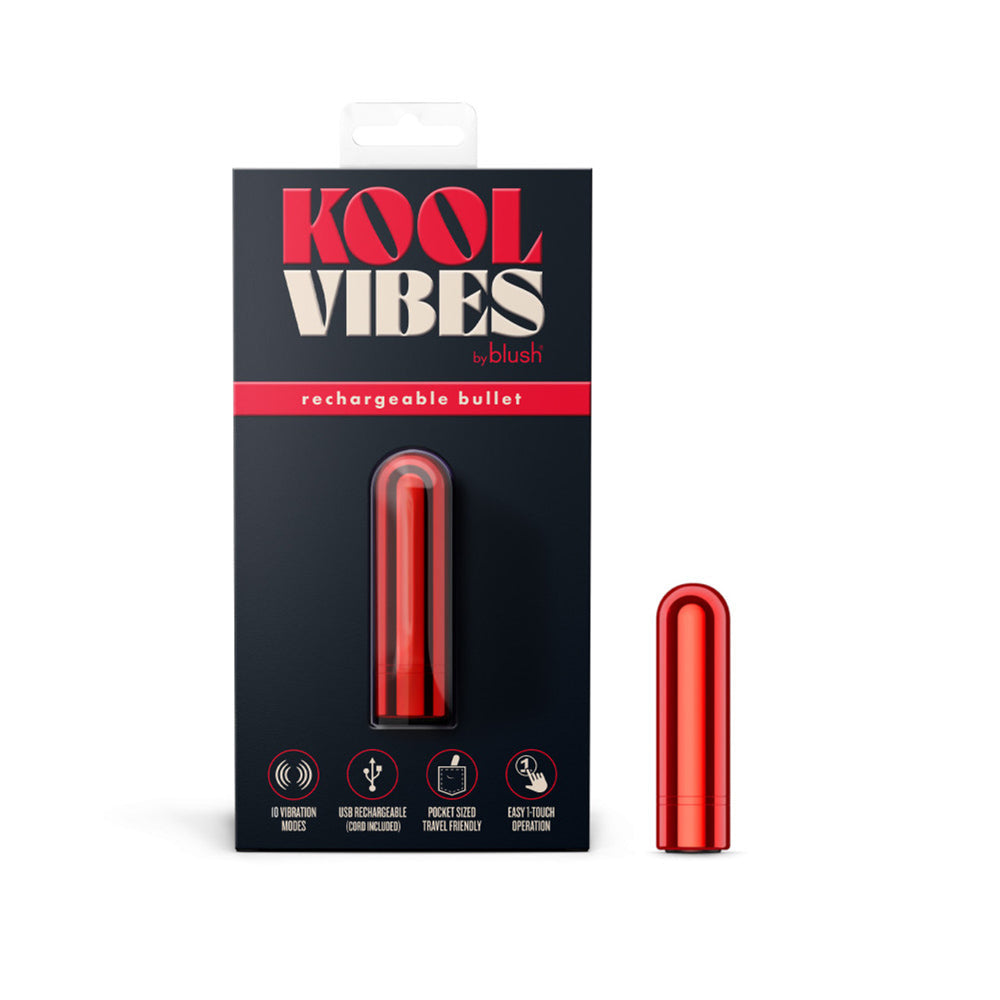 Kool Vibes - Mini Bullet - Cherry – Rechargeable, Discreet, Intimate Wellness Accessory – Quiet, Rechargeable, Waterproof, Couples & Solo Use, Discreet Intimate Wellness Accessory