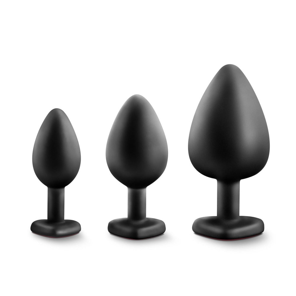 Luxe Bling Plugs Traing Kit Blk wRed Gem – Rechargeable, Discreet, Intimate Wellness Accessory – Quiet, Rechargeable, Waterproof, Couples & Solo Use, Discreet Intimate Wellness Accessory