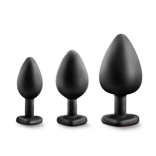 Luxe Bling Plugs Traing Kit Blk wRed Gem – Rechargeable, Discreet, Intimate Wellness Accessory – Quiet, Rechargeable, Waterproof, Couples & Solo Use, Discreet Intimate Wellness Accessory