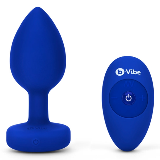 VIBRATING JEWEL PLUG | L/XL | NAVY – Rechargeable, Discreet, Intimate Wellness Accessory – Quiet, Rechargeable, Waterproof, Couples & Solo Use, Discreet Intimate Wellness Accessory