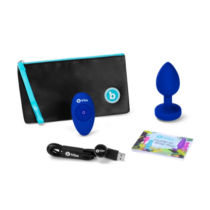 VIBRATING JEWEL PLUG | L/XL | NAVY – Rechargeable, Discreet, Intimate Wellness Accessory – Quiet, Rechargeable, Waterproof, Couples & Solo Use, Discreet Intimate Wellness Accessory