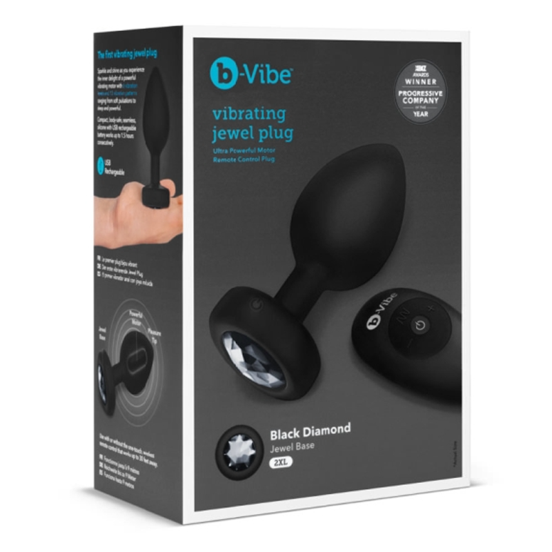 VIBRATING JEWEL PLUG | XXL | BLACK – Rechargeable, Discreet, Intimate Wellness Accessory – Quiet, Rechargeable, Waterproof, Couples & Solo Use, Discreet Intimate Wellness Accessory