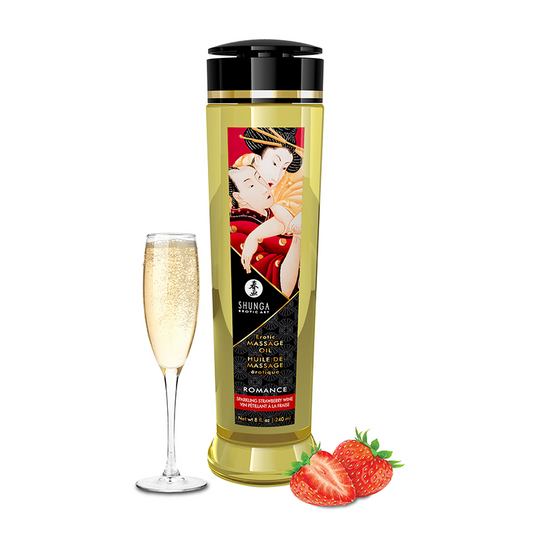 Massage Oils - Champagne & Strawberries – Rechargeable, Discreet, Intimate Wellness Accessory – Quiet, Rechargeable, Waterproof, Couples & Solo Use, Discreet Intimate Wellness Accessory