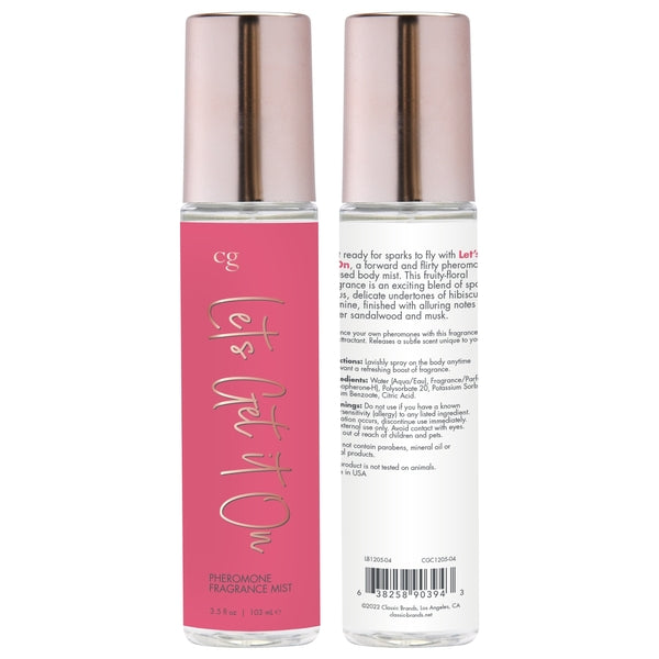 LET'S GET IT ON Fragrance Body Mist with Pheromones - Fruity - Floral 3.5oz | 103mL – Rechargeable, Discreet, Intimate Wellness Accessory – Quiet, Rechargeable, Waterproof, Couples & Solo Use, Discreet Intimate Wellness Accessory
