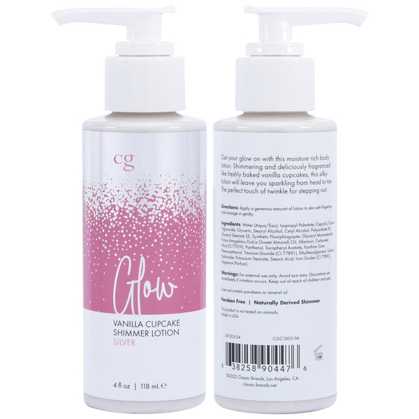 GLOW Silver Shimmer Lotion - Silver 4oz | 118mL – Rechargeable, Discreet, Intimate Wellness Accessory – Quiet, Rechargeable, Waterproof, Couples & Solo Use, Discreet Intimate Wellness Accessory