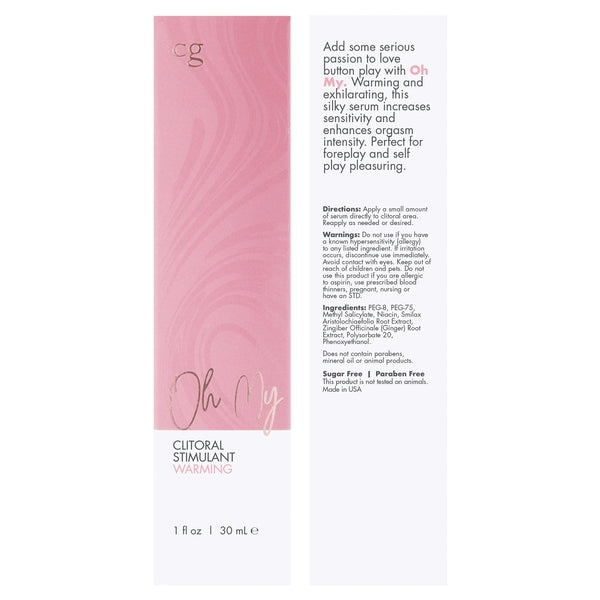 OH MY Warming Clitoral Stimulant - Fragrance Free 1oz | 30mL – Rechargeable, Discreet, Intimate Wellness Accessory – Quiet, Rechargeable, Waterproof, Couples & Solo Use, Discreet Intimate Wellness Accessory