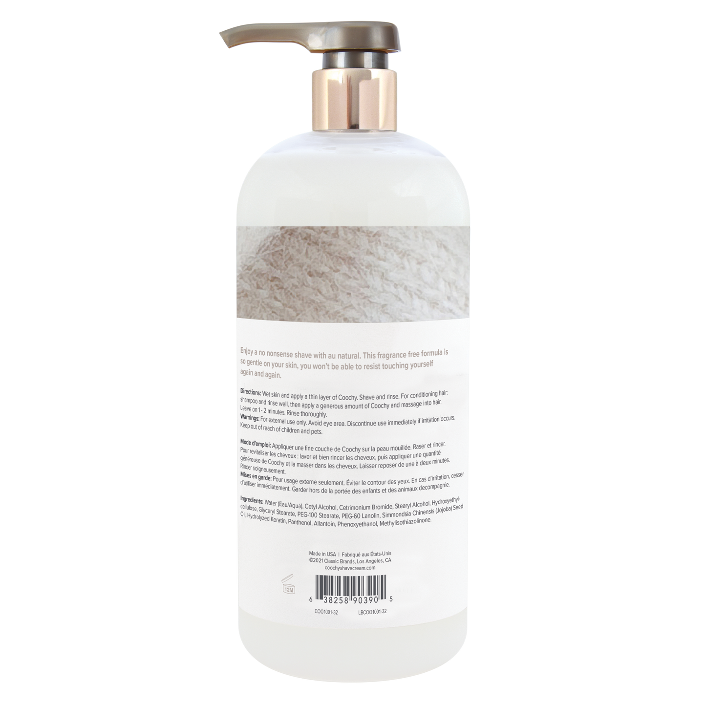 Shave Cream - Au Natural 32oz | 946mL – Rechargeable, Discreet, Intimate Wellness Accessory – Quiet, Rechargeable, Waterproof, Couples & Solo Use, Discreet Intimate Wellness Accessory
