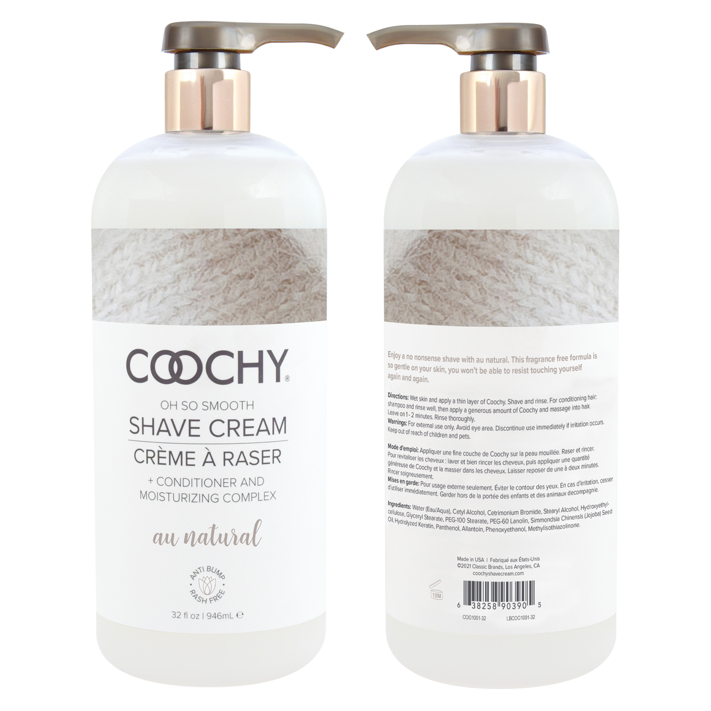 Shave Cream - Au Natural 32oz | 946mL – Rechargeable, Discreet, Intimate Wellness Accessory – Quiet, Rechargeable, Waterproof, Couples & Solo Use, Discreet Intimate Wellness Accessory