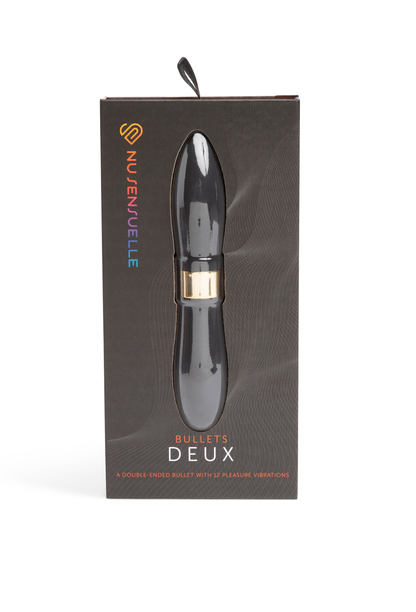 Nu Sensuelle DOUBLE ENDED DEUX BULLET - BLACK – Rechargeable, Discreet, Intimate Wellness Accessory – Quiet, Rechargeable, Waterproof, Couples & Solo Use, Discreet Intimate Wellness Accessory