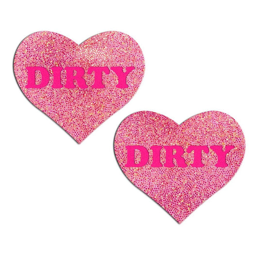 DIRTY' Heart Pasties - Pink on Pink – Rechargeable, Discreet, Intimate Wellness Accessory – Quiet, Rechargeable, Waterproof, Couples & Solo Use, Discreet Intimate Wellness Accessory