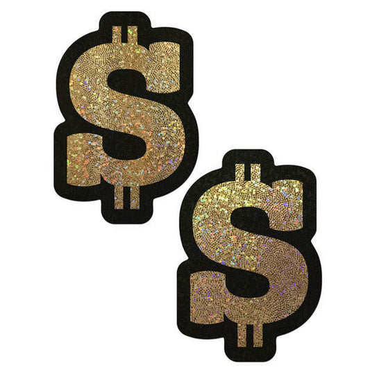 Money: Gold Glitter Dollar Sign Pasties* – Rechargeable, Discreet, Intimate Wellness Accessory – Quiet, Rechargeable, Waterproof, Couples & Solo Use, Discreet Intimate Wellness Accessory