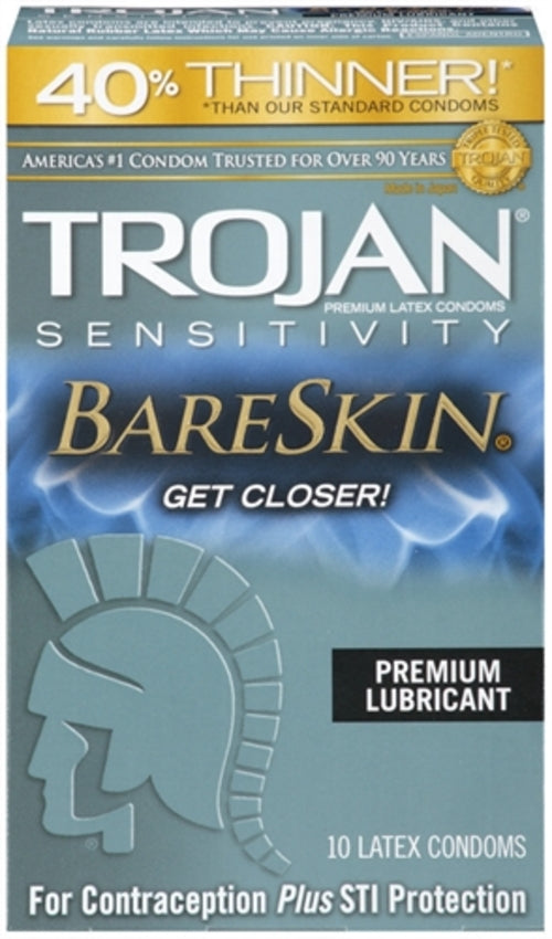 Trojan Sensitivity Bareskin Lubricated Condoms - 10 Pack – Rechargeable, Discreet, Intimate Wellness Accessory – Quiet, Rechargeable, Waterproof, Couples & Solo Use, Discreet Intimate Wellness Accessory