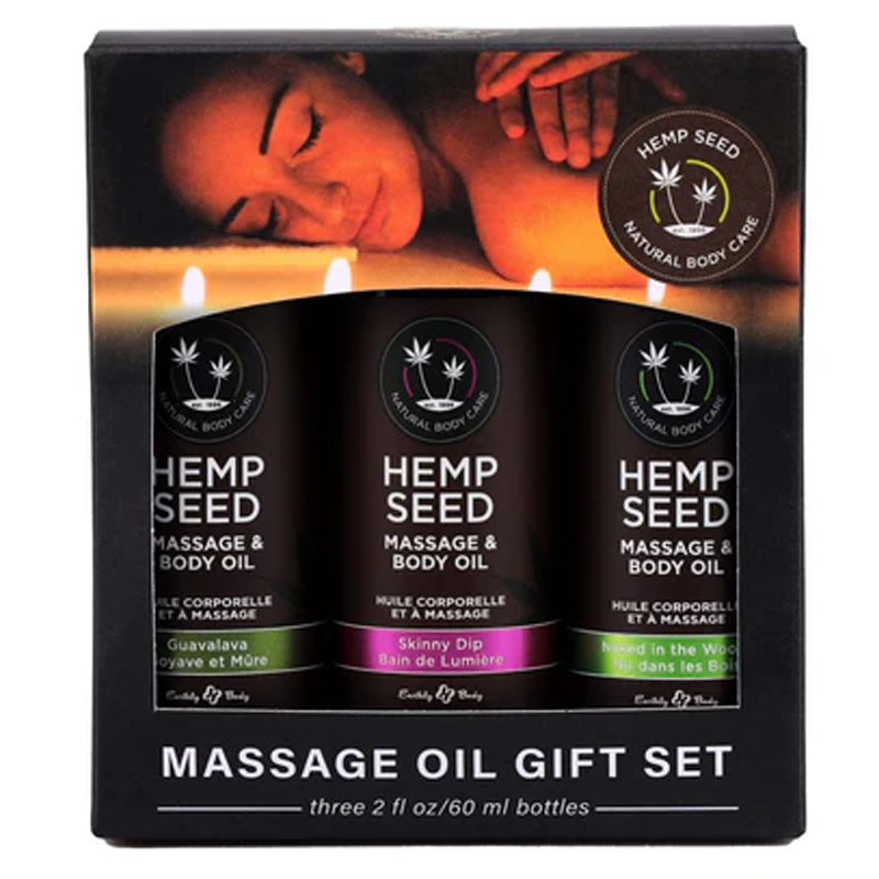 Massage Oil Trio Gift Set: Naked in the Woods, Skinny Dip, Guavalava 2 fl oz / 60 ml – Rechargeable, Discreet, Intimate Wellness Accessory – Quiet, Rechargeable, Waterproof, Couples & Solo Use, Discreet Intimate Wellness Accessory