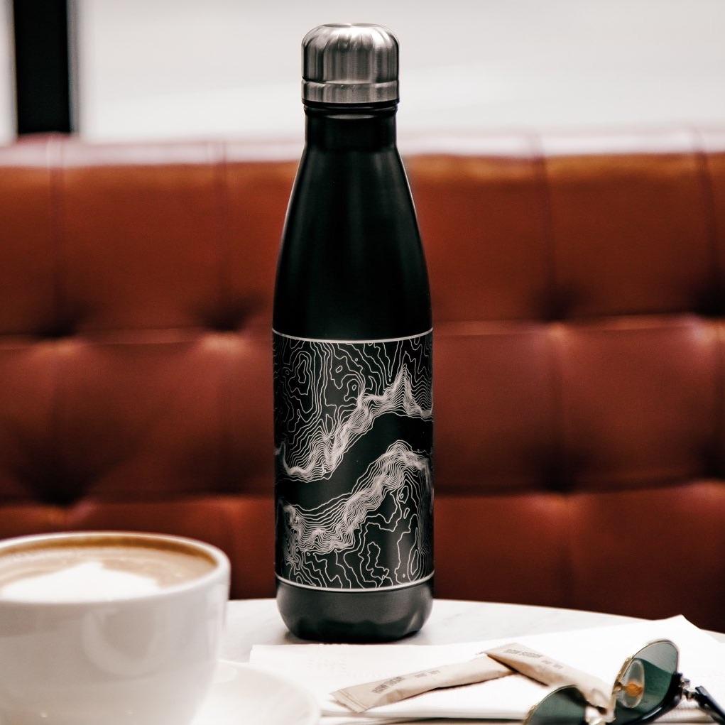 Evansville - Indiana Map Insulated Bottle in Matte Black