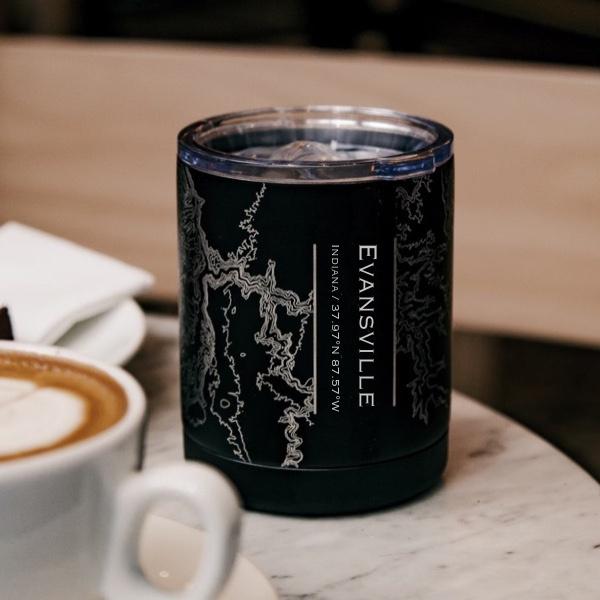 Evansville - Indiana Map Insulated Cup in Matte Black