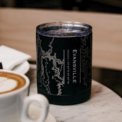Evansville - Indiana Map Insulated Cup in Matte Black