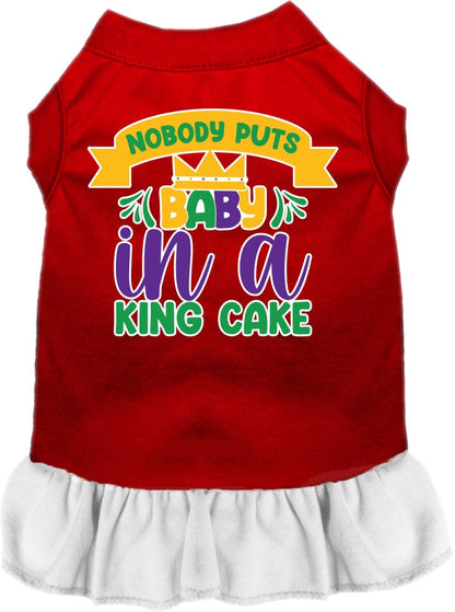 Pet Dog & Cat Screen Printed Dress "Nobody Puts Baby In A King Cake"