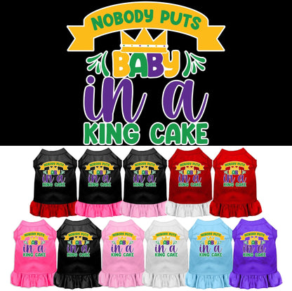 Pet Dog & Cat Screen Printed Dress "Nobody Puts Baby In A King Cake"