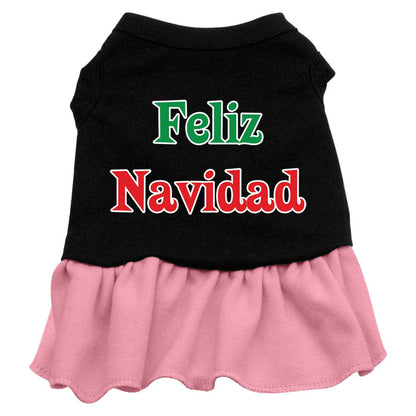 Christmas Pet Dog & Cat Dress Screen Printed, "Feliz Navidad"