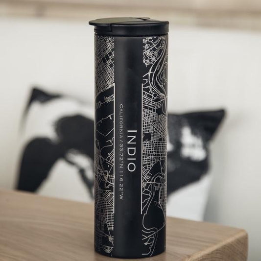 Indio - California Map Tumbler in Matte Black