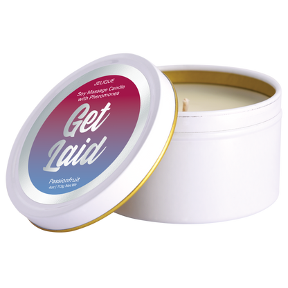 MOOD CANDLES Get Laid - Pheromone Massage Candle Passion Fruit 4oz | 113g – Rechargeable, Discreet, Intimate Wellness Accessory – Quiet, Rechargeable, Waterproof, Couples & Solo Use, Discreet Intimate Wellness Accessory