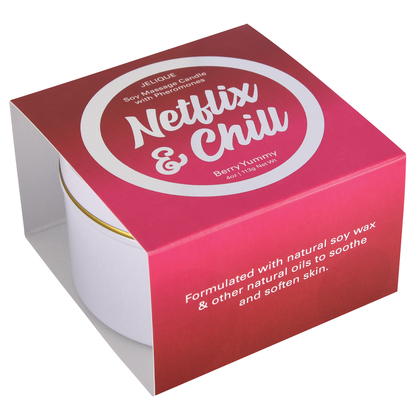 MOOD CANDLES Netflix & Chill - Pheromone Massage Candle Berry Yummy 4oz | 113g – Rechargeable, Discreet, Intimate Wellness Accessory – Quiet, Rechargeable, Waterproof, Couples & Solo Use, Discreet Intimate Wellness Accessory