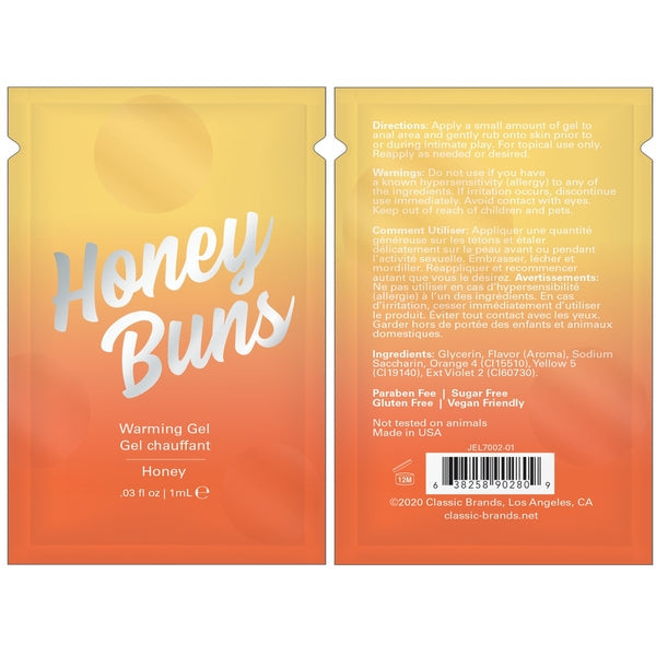 HONEY BUNS WARMING AROUSAL GEL - FOIL - 0.03 fl oz | 1 mL – Rechargeable, Discreet, Intimate Wellness Accessory – Quiet, Rechargeable, Waterproof, Couples & Solo Use, Discreet Intimate Wellness Accessory